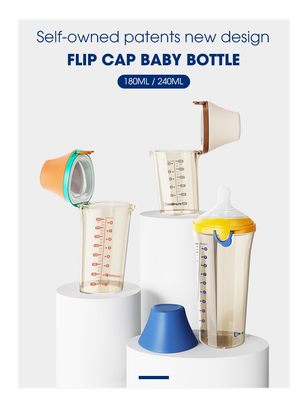 Triângulo do bebê garrafas de alimentação livres de 8 onças 240ml BPA anti cólica Flip Cap Wide Neck