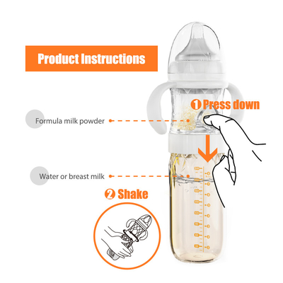 A fatura de alimentação da fórmula da multi-função da garrafa de bebê da anti noite do pescoço do suporte da cólica/bebê da mistura/distribuidor engarrafa 240ml