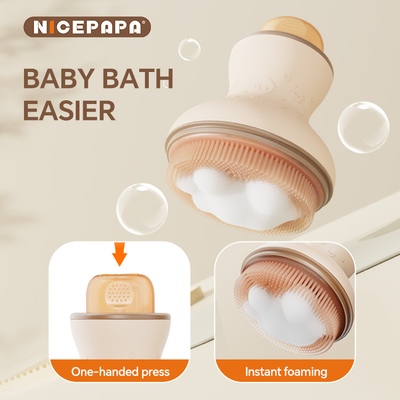 Presentes para bebés Banho de cabelo Cuidado de lavagem silicone Escova Cuidado de mãos com produtos e acessórios oficiais para bebês