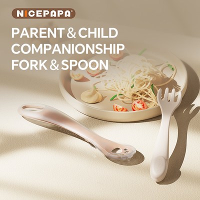 2 em 1 colher e garfo para bebê coisas para bebê Parent&amp;Child Companionship Kit de alimentação para bebê com garfo e colher