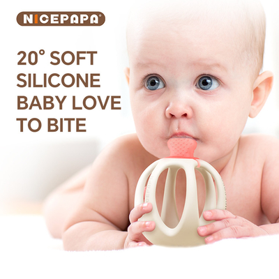 NICEPAPA EXPLORA Produtos de silicone 100% de qualidade alimentar para bebês, dentes sensíveis, produtos para bebês calmos (rosa)