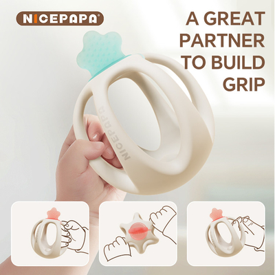 NICEPAPA EXPLORA Produtos de silicone 100% de qualidade alimentar para bebês, dentes sensíveis, produtos para bebês calmos (rosa)