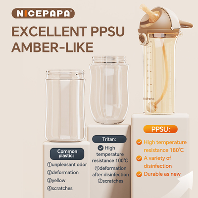 Copo de água em forma de V anti-asfixia PPSU resistente ao calor flip-cap protege as crianças com bola de gravidade manilha macia 330ml